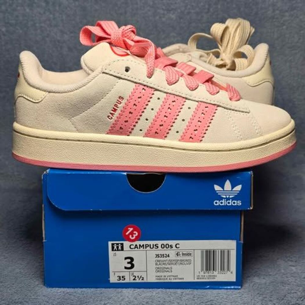 Adidas Campus 00s C "Valentine's Day" Cream White Pink Youth US 3 or Womens US 4